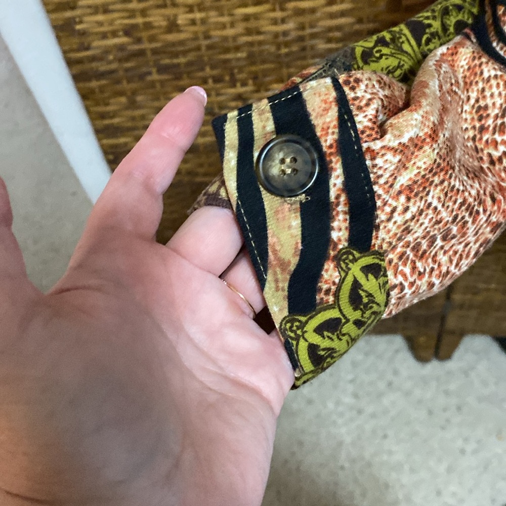 EUC ATTYRE New York soft button up green orange brown Boho print jacket XL - Picture 3 of 5